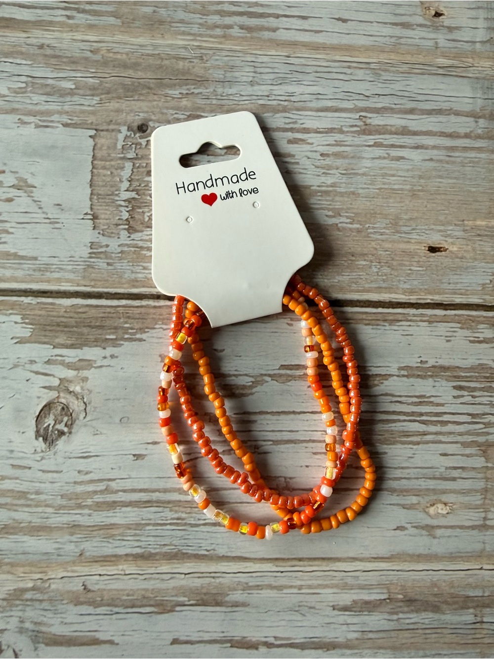 Handmade Orange Beaded bracelet set. Summer jewelry, boho, everyday jewelry
